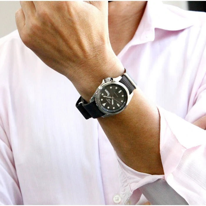 Seiko 5 Sports Automatic Grey Dial Grey Nylon Strap Watch for Men - SRPE61K1 - Image 4